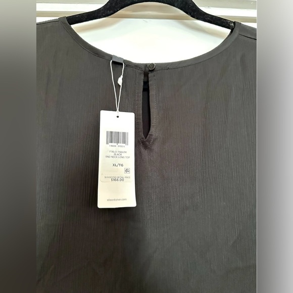 NWT Eileen Fisher Black Textured Cupro Round Neck Top size XL - Picture 6 of 7